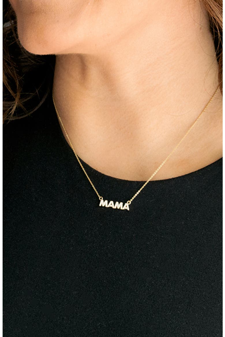 Cubic Zirconia Mama Necklace, Alternate, color, GOLD PLATED