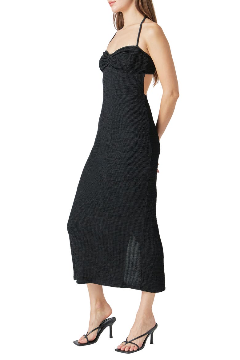 Textured Halter Maxi Dress, Alternate, color, BLACK