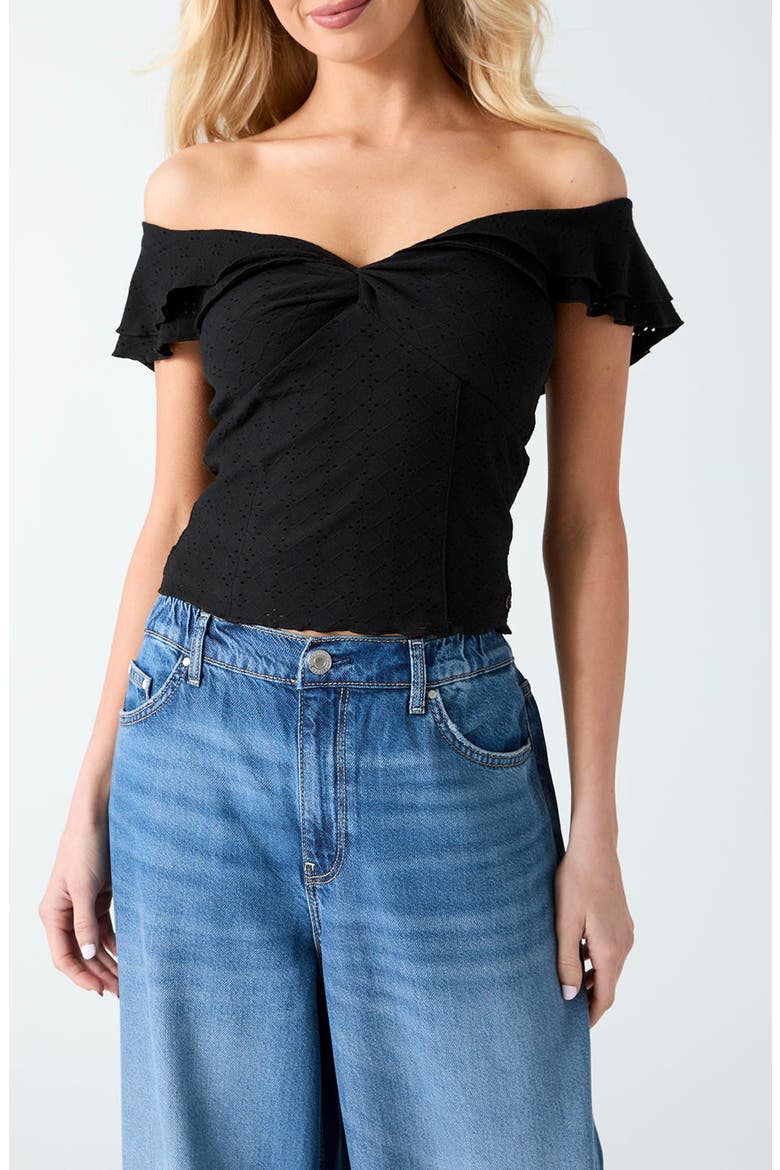 Teodolinda Off the Shoulder Top, Main, color, JBLACK-BLACK