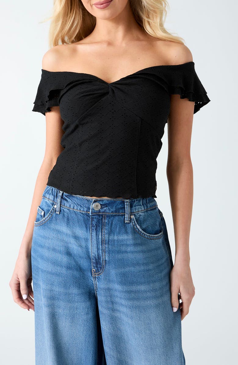 GUESS Teodolinda Off the Shoulder Top, Main, color, Jblack-Black