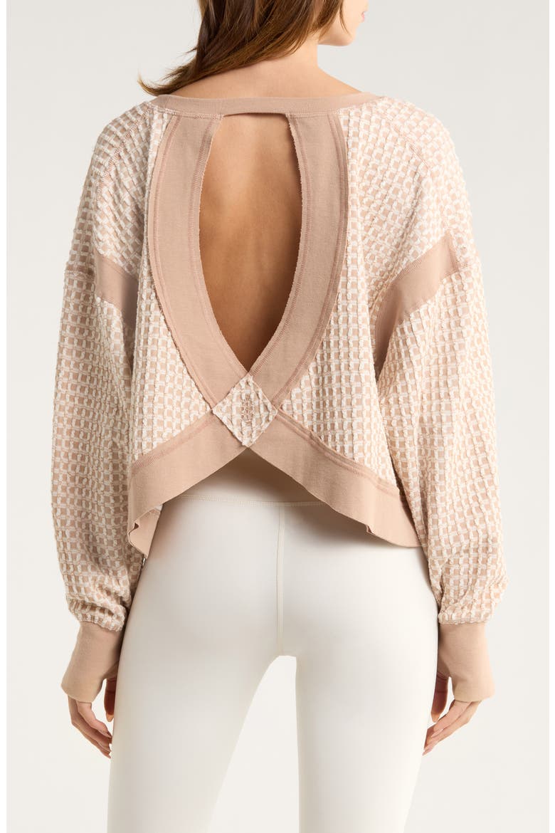 My Time Textured Waffle Knit Cutout Top, Alternate, color, SANDY