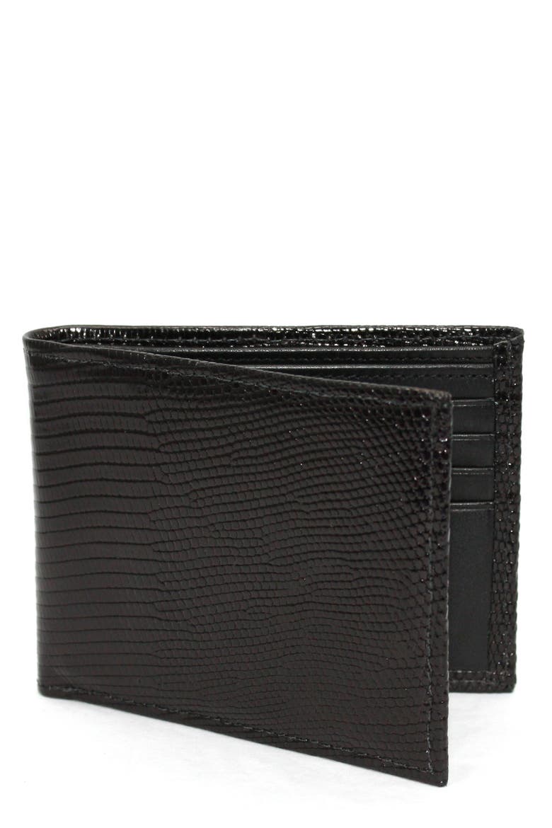 Genuine Lizard Wallet, Alternate, color, BLACK
