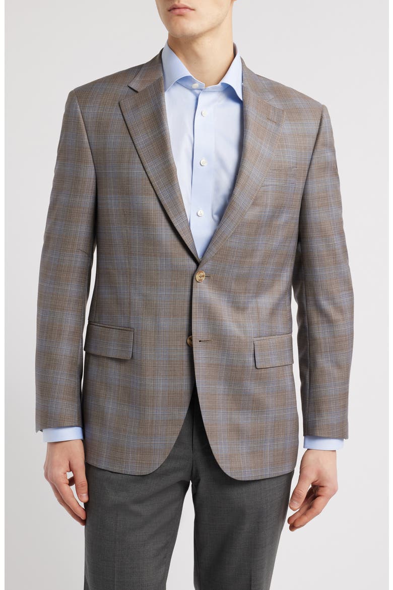 Flynn Classic Fit Ombré Check Wool Sport Coat, Main, color, TAN