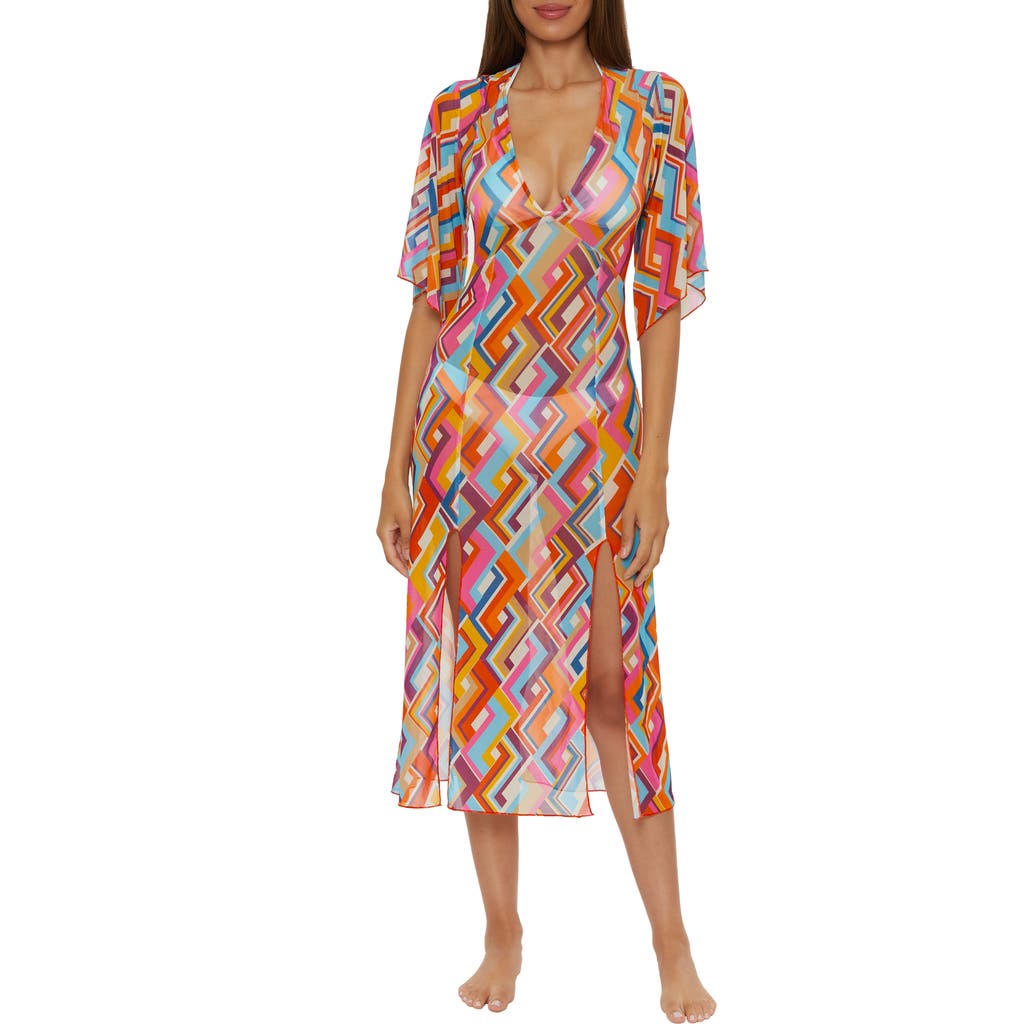 Becca Las Palmas Semisheer Mesh Cover-up Dress In Multi