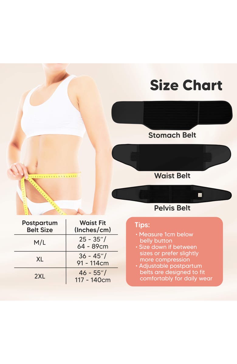 KeaBabies 2-Pack Revive 3-in-1 Postpartum Recovery Support Belt, Alternate, color, Black/ Ivory