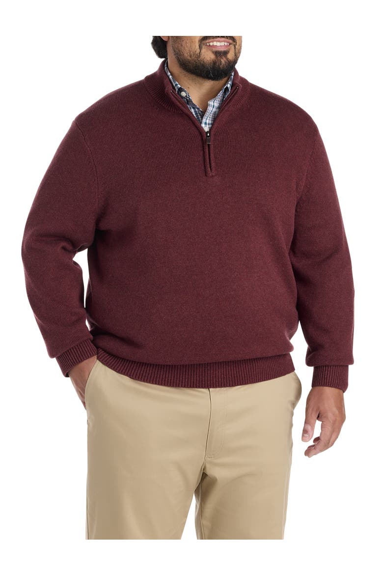 Big & Tall Heathered 1/4-Zip Pullover, Main, color, RUM RAISIAN HEATHER