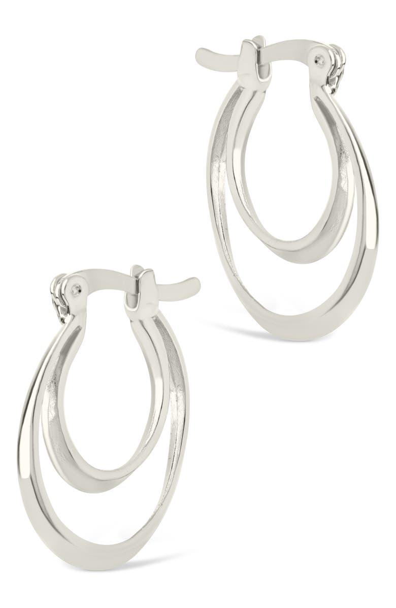Sterling Forever Frankie Double Hoop Earrings, Alternate, color, Silver