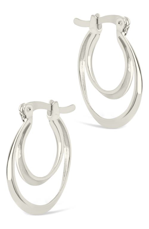 Sterling Forever Frankie Double Hoop Earrings In Silver