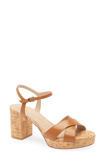 Stuart Weitzman Dayna Ankle Strap Platform Sandal In Brown