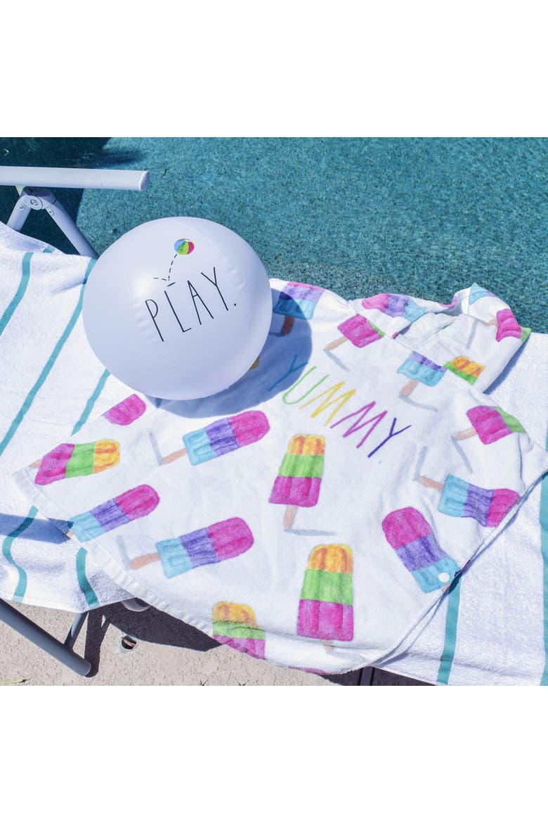 Yummy Kids Hooded Towel and 12 Inch Beach Ball Popsicle, Alternate, color, Multicolored