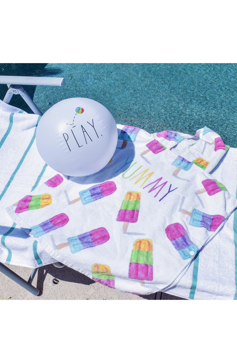 Rae Dunn Yummy Kids Hooded Towel and 12 Inch Beach Ball Popsicle, Alternate, color, Multicolored