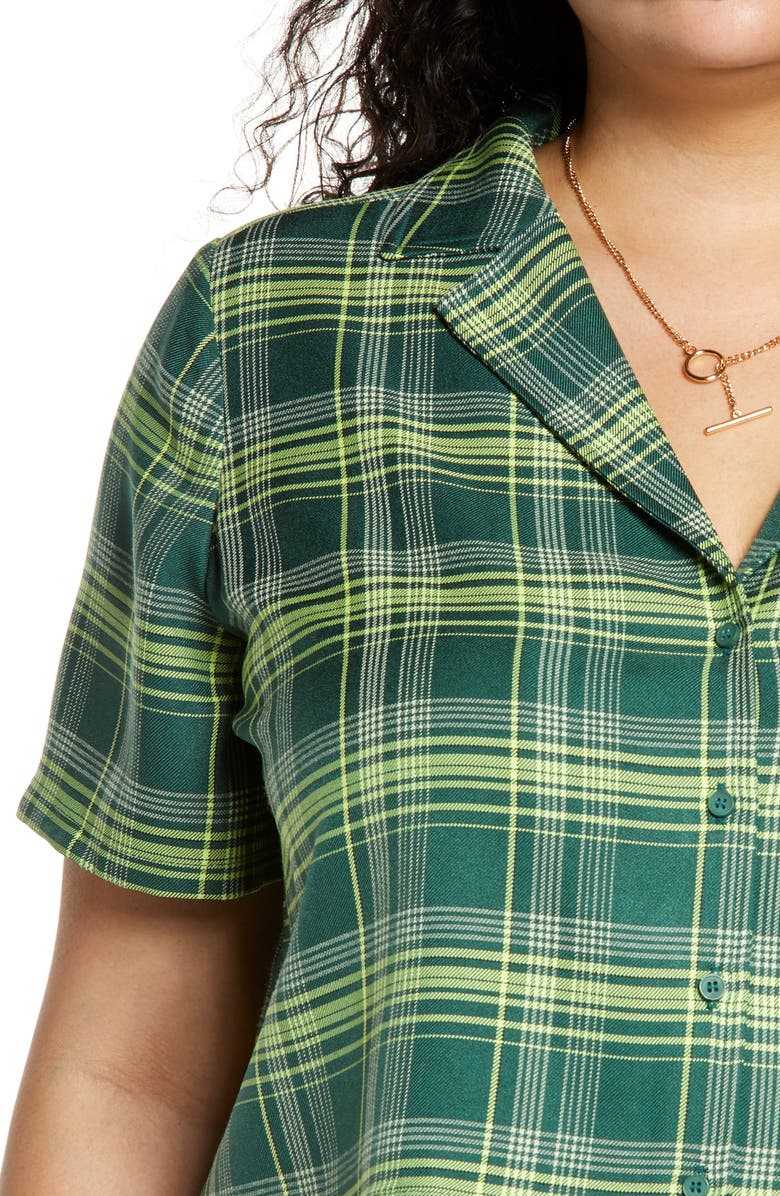 BP. Plaid Crop Button-Up Shirt, Alternate, color,