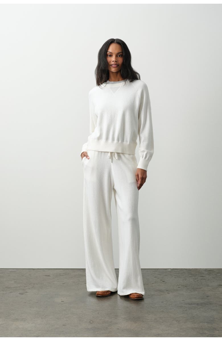 NAKED CASHMERE Ashlyn Cotton Cashmere Track Pants, Main, color, Ecru