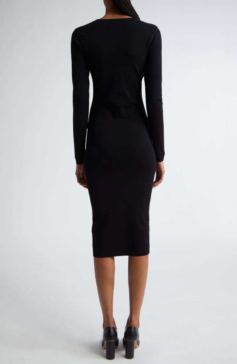 Max Mara Comica Pointelle Long Sleeve Body-Con Sweater Dress, Alternate, color, 