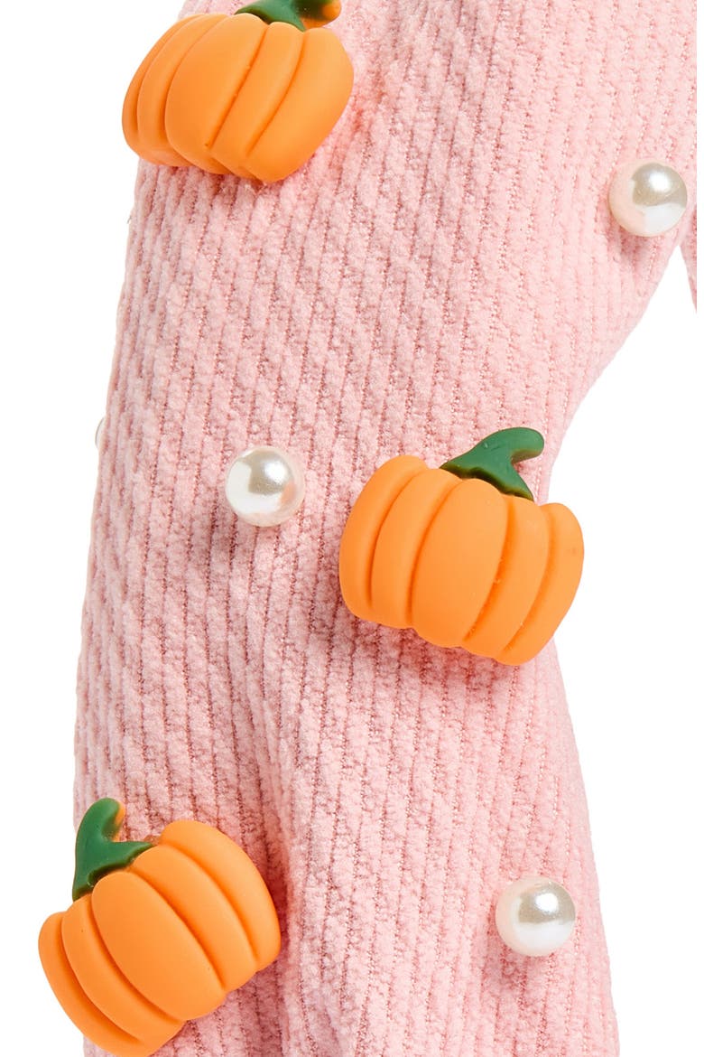 Kids' Pumpkin and Imitation Pearl Knot Top Headband, Alternate, color, PINK COMBO