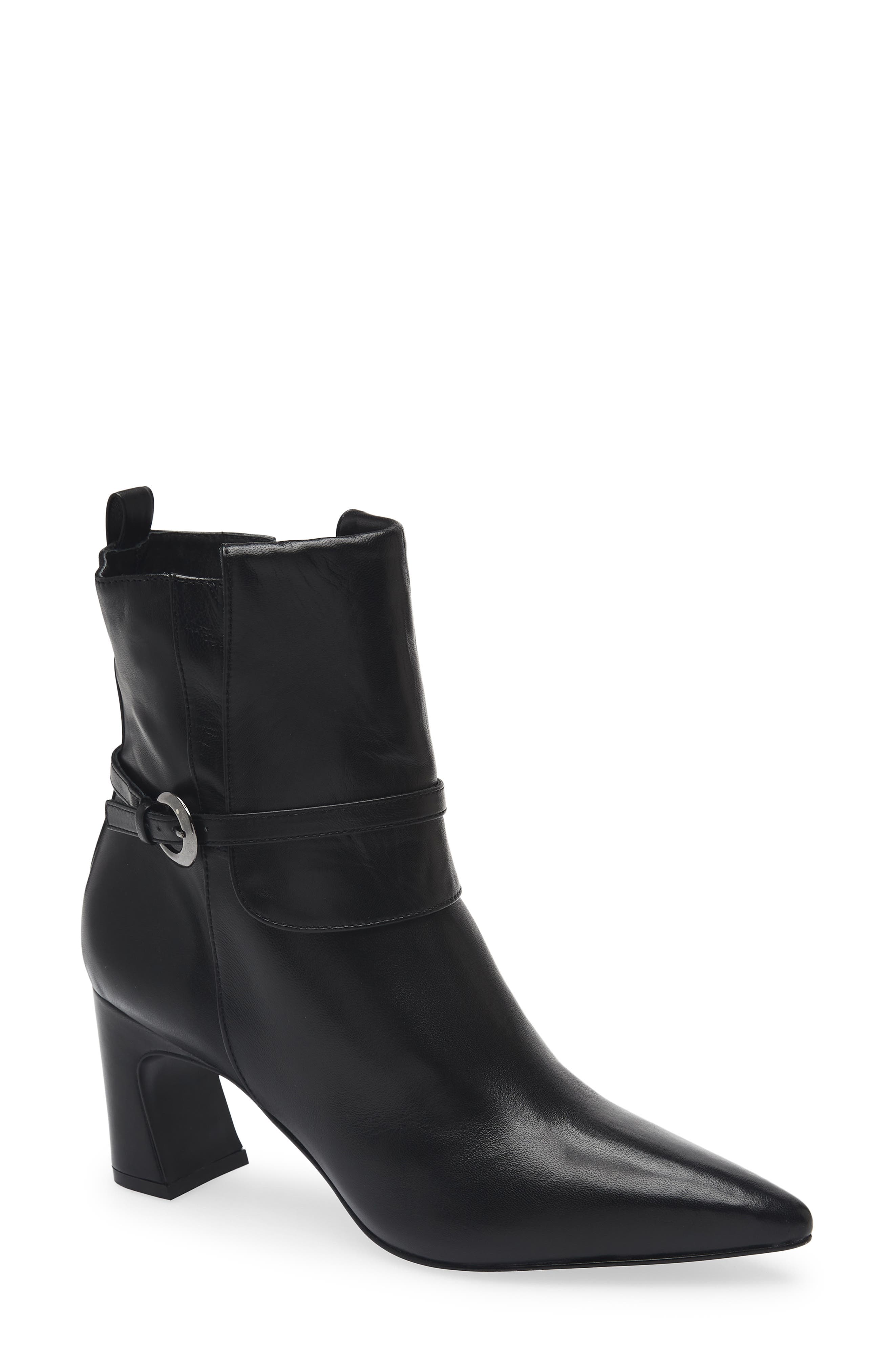 KOKO + PALENKI Viggo Buckle Strap Bootie, Main, color, Black Leather