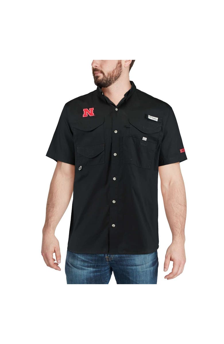 Columbia Men's Columbia Black Nebraska Huskers PFG Bonehead Shirt, Alternate, color,