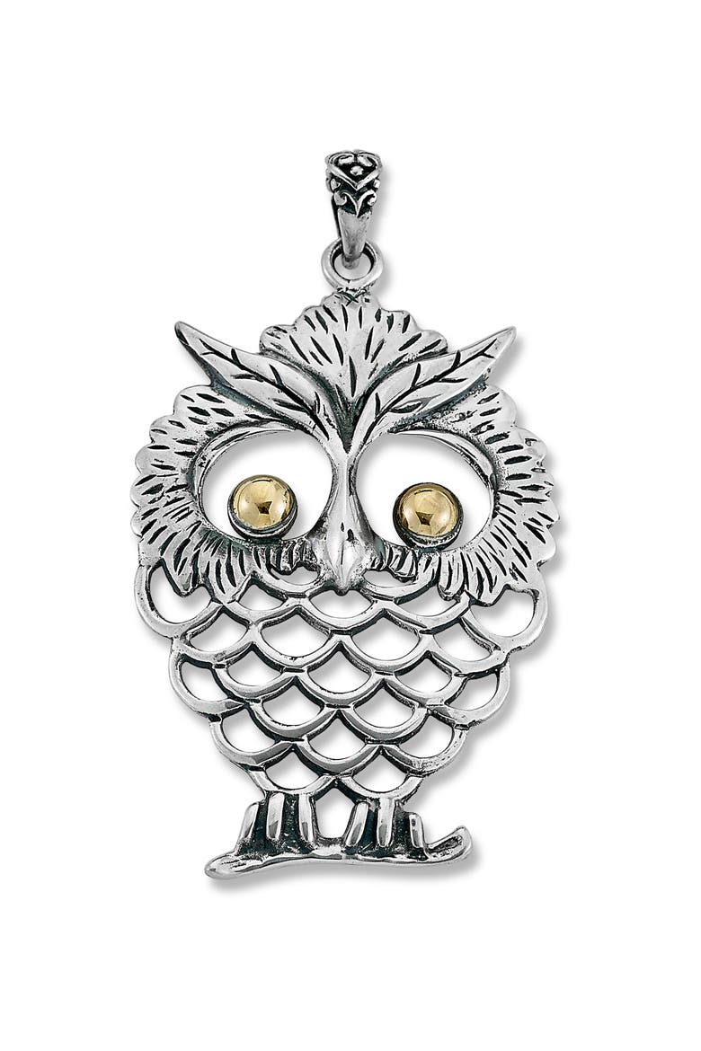 Owl Two-Tone Pendant, Main, color, SILVER AND GOLD