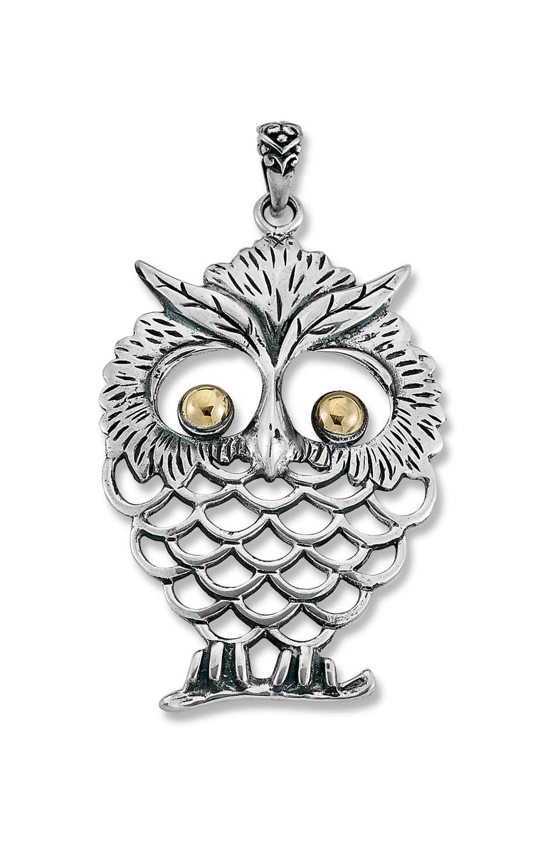 SAMUEL B. Owl Two-Tone Pendant, Main, color, Silver And Gold