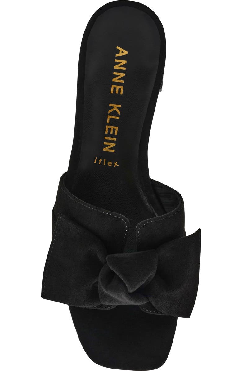 Anne Klein Kizmet Bow Slide Sandal, Alternate, color, Black Suede
