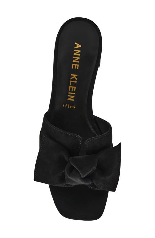 Anne Klein Kizmet Bow Slide Sandal In Black Suede