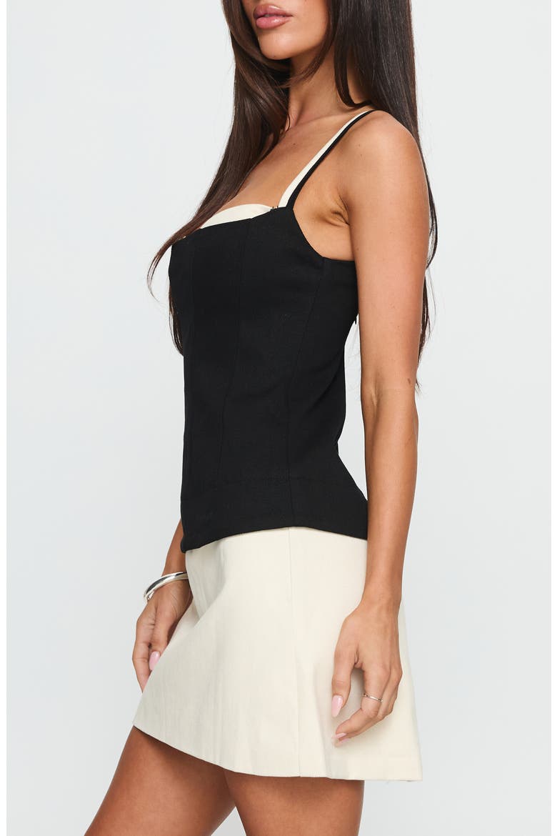 Mariselle Layered Cotton Corset Minidress, Alternate, color, BLACK / CREAM