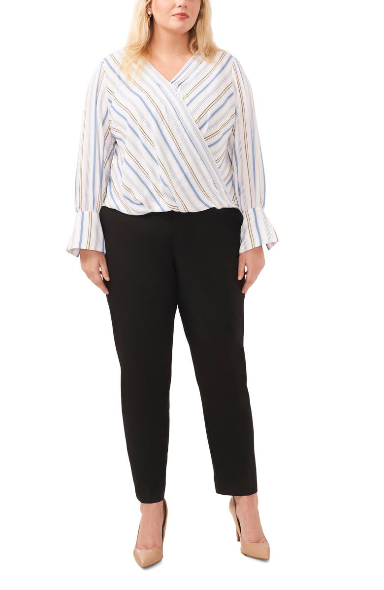 Halogen<sup>®</sup> Check Print Faux Wrap Top, Alternate, color, Bright White