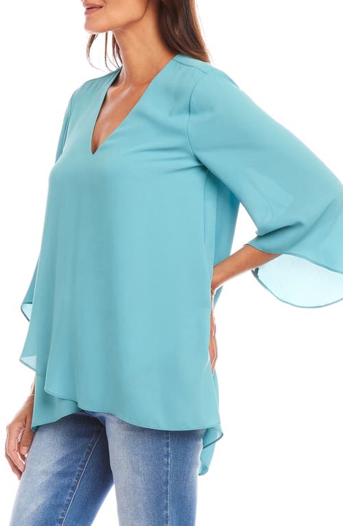 Karen Kane Crossover Hem Asymmetric Top In Aqua