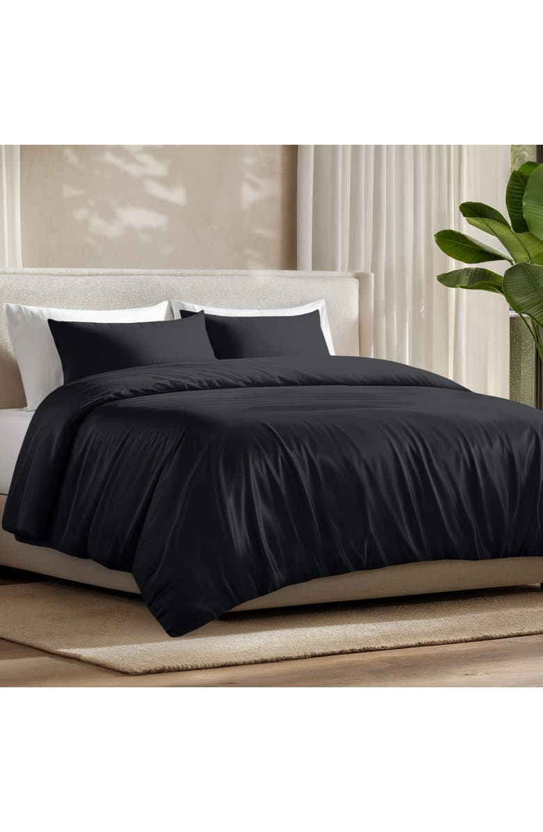 Bare Home Cooling Rayon Duvet Cover Set, Alternate, color, Black