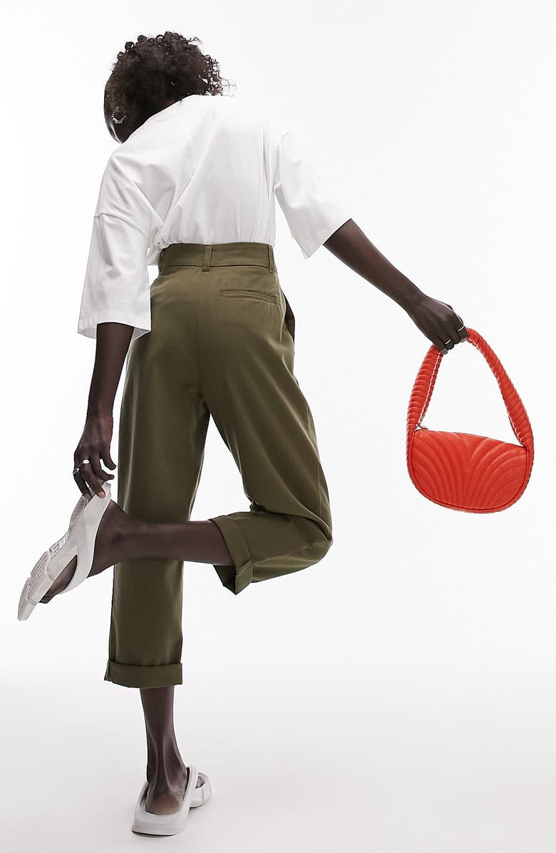 Topshop Pleated Peg Leg Trousers, Alternate, color, 