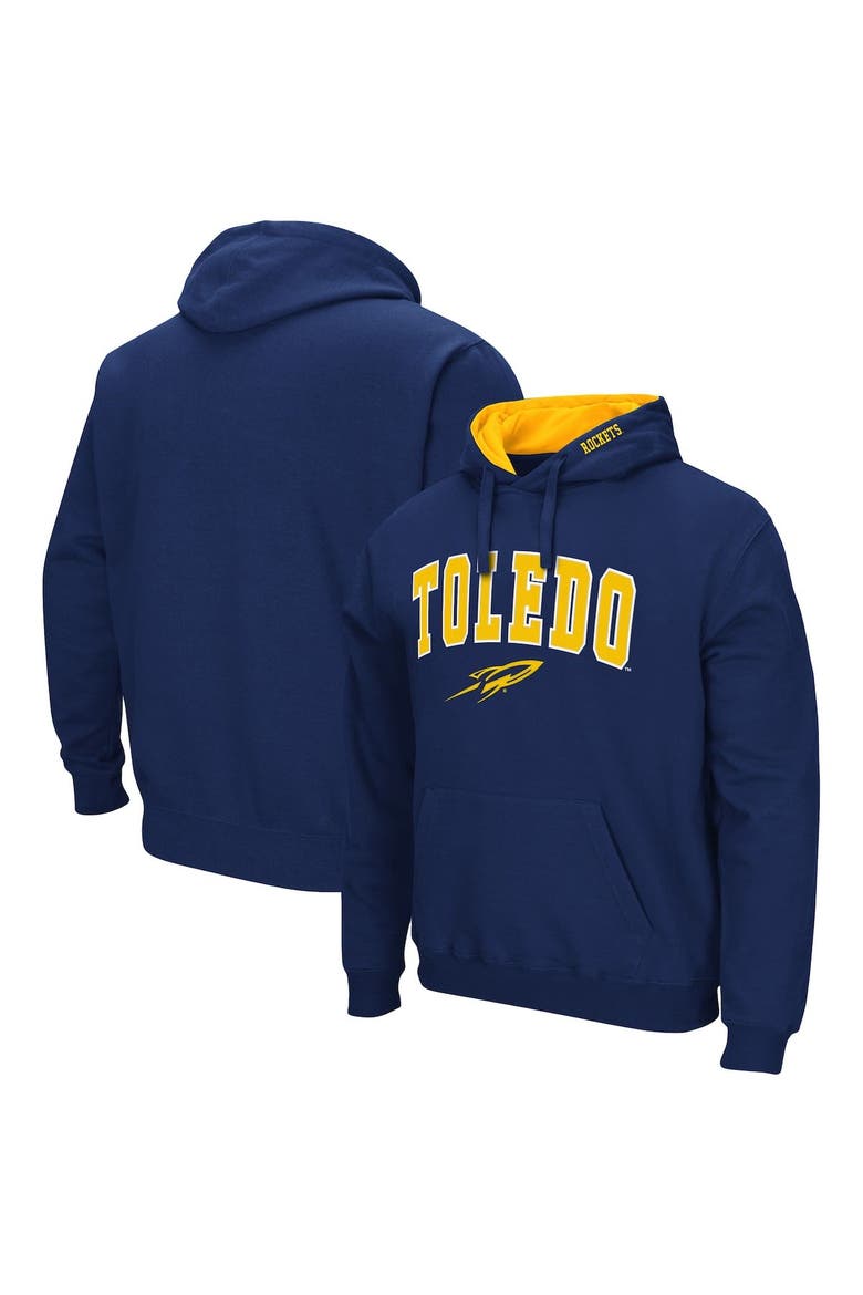 Men's Colosseum Navy Toledo Rockets Arch and Logo Pullover Hoodie, Main, color, Navy