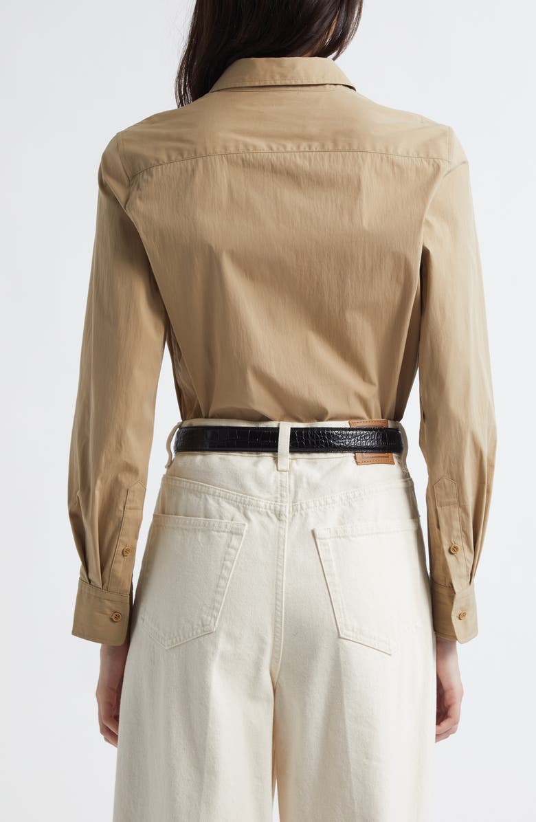 Nili Lotan Dyllan Shrunken Cotton Shirt, Alternate, color, Khaki