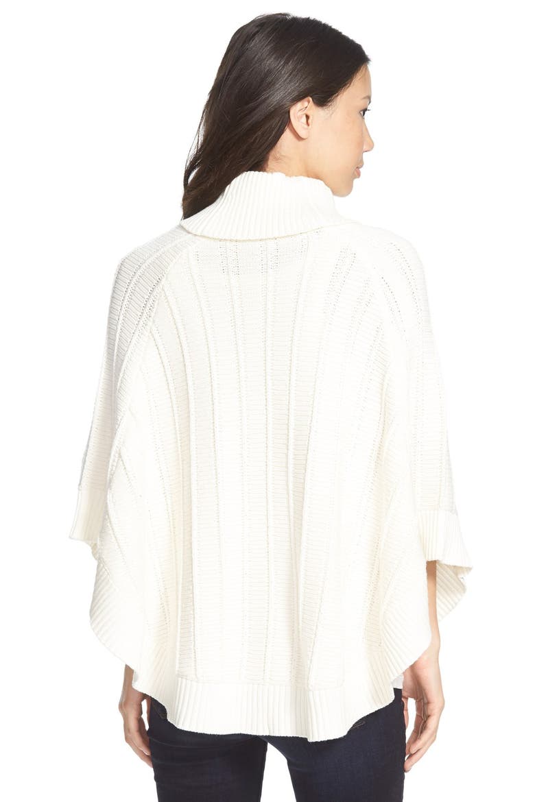 Rib Knit Turtleneck Poncho, Alternate, color, NEW IVORY