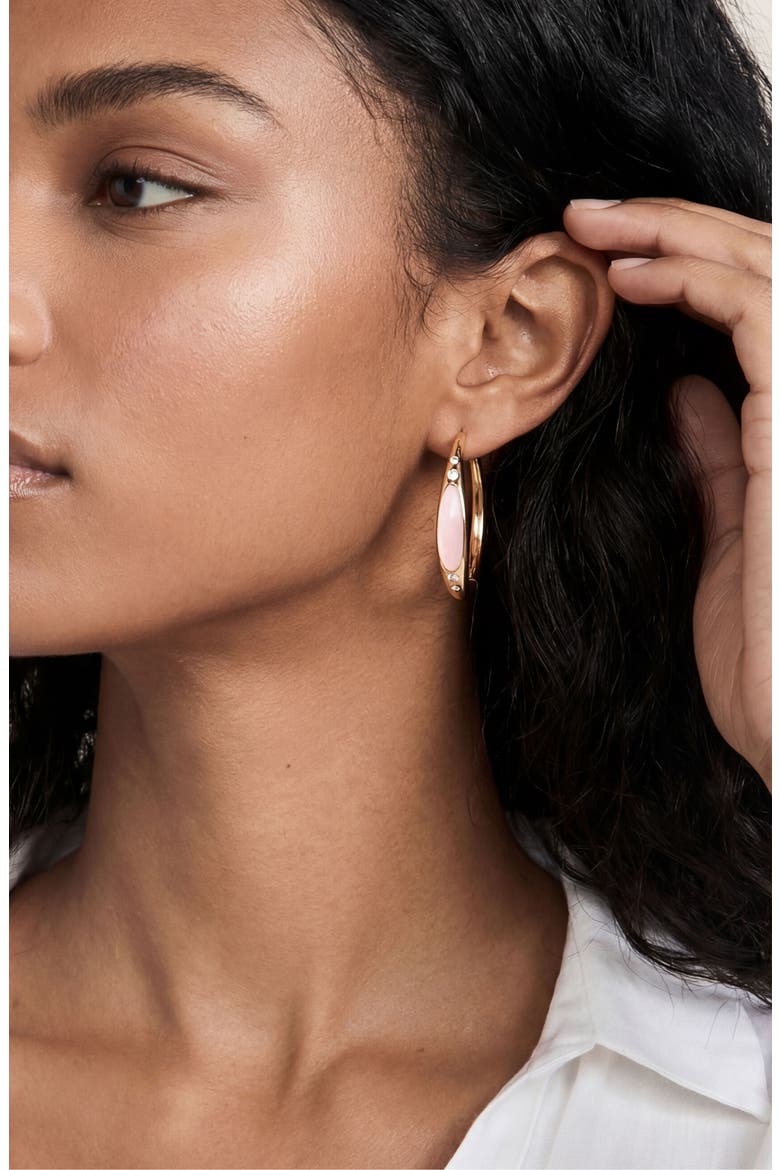 Solstice Hoop Earrings, Alternate, color, ROSE QUARTZ