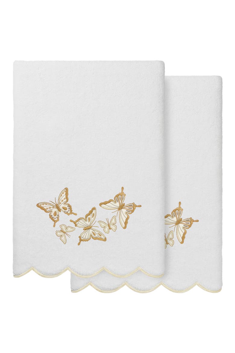 Britney Scallop Set of 2 Bath Towels, Main, color, WHITE/ BEIGE