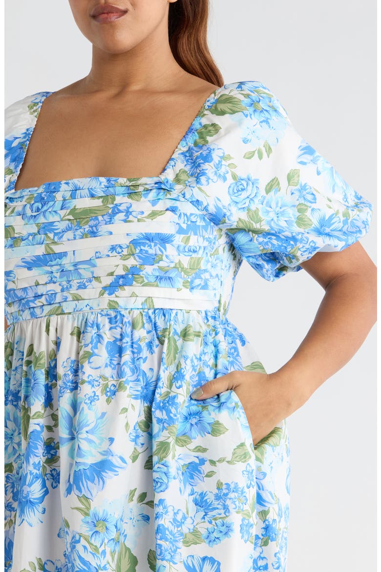 Truth Be Told Floral Print Minidress, Alternate, color, BLUE-CREAM