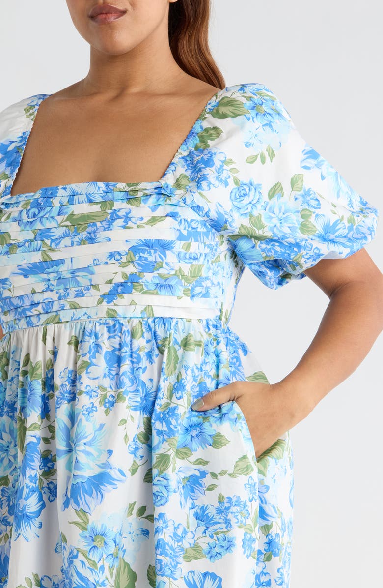 SUGARLIPS Truth Be Told Floral Print Minidress, Alternate, color, Blue-Cream