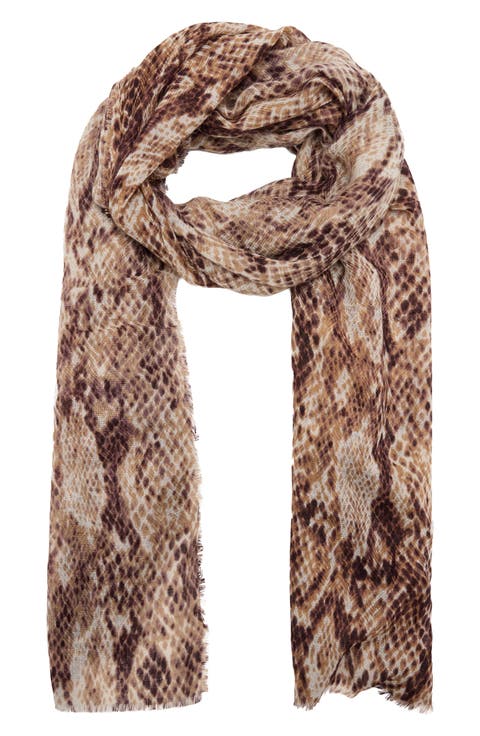 Printed Scarf with Frayed Edge