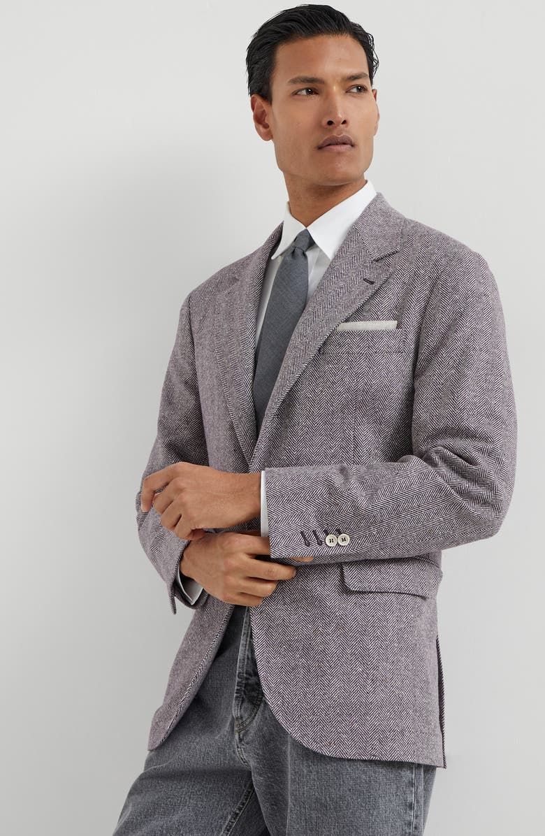 Brunello Cucinelli Chevron deconstructed blazer, Alternate, color, Burgundy