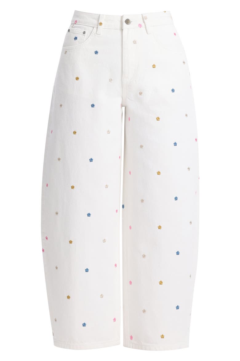 Embroidered High Waist Ankle Barrel Jeans, Alternate, color, EOS