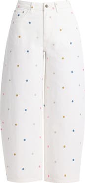 Bayeas Embroidered High Waist Ankle Barrel Jeans