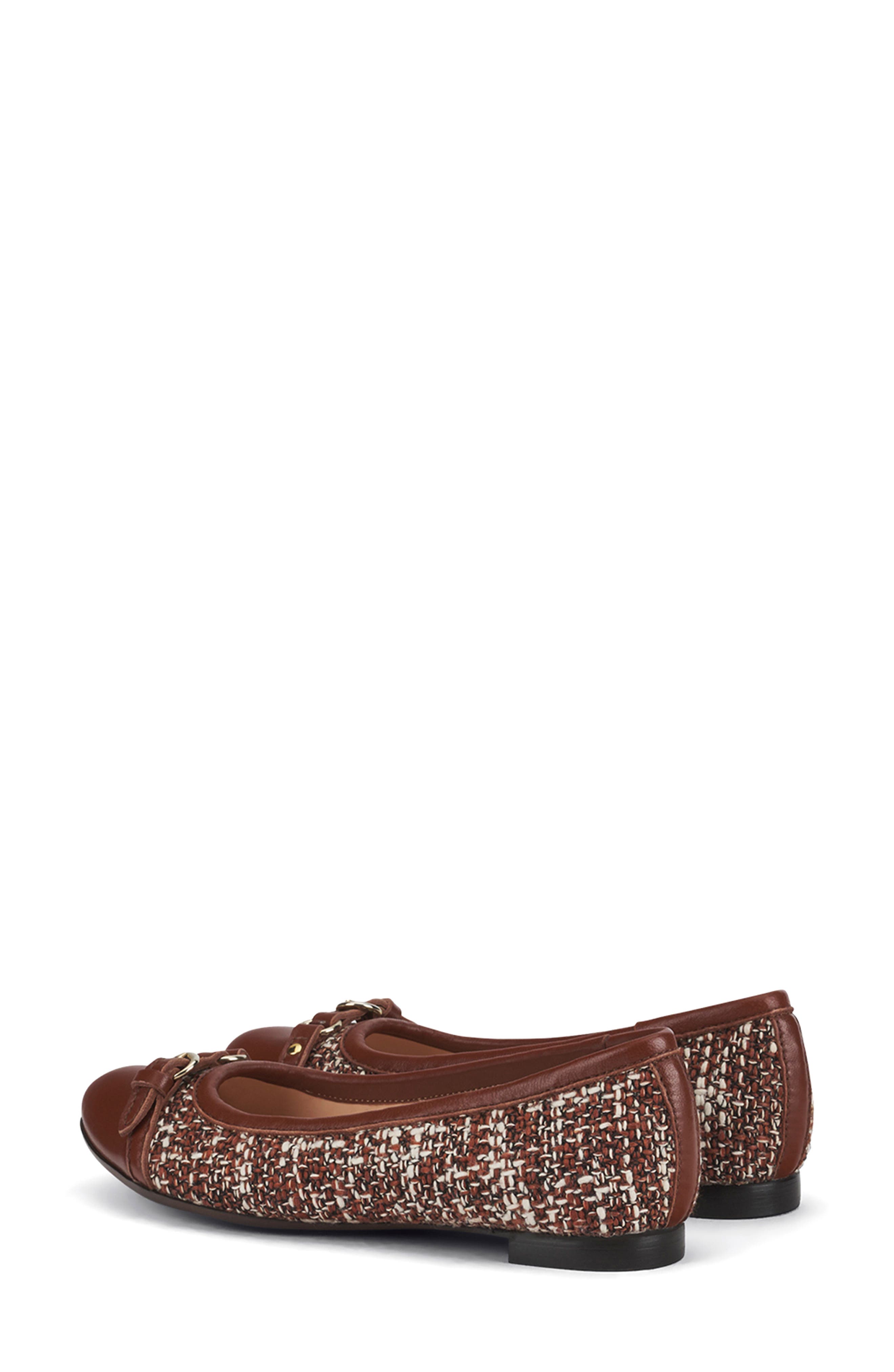 AGL Mae Cap Toe Tweed Ballet Flat, Alternate, color, Saddle Brown