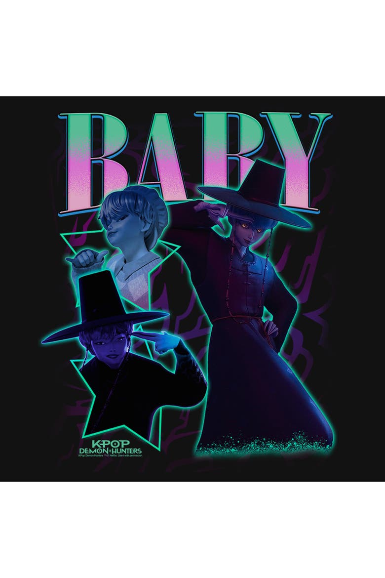 Girl's KPop Demon Hunters Baby Saja Collage  Graphic T-Shirt, Alternate, color, Black