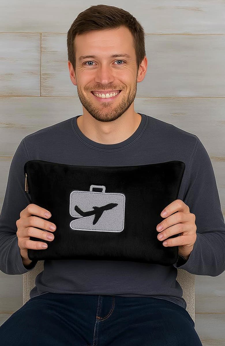 Luxury Home Comfort Fly 2-in-1 Travel Blanket & Pillow, Alternate, color, Black