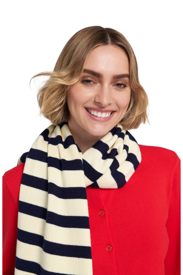 Striped Scarf, Alternate, color, Cream/Navy