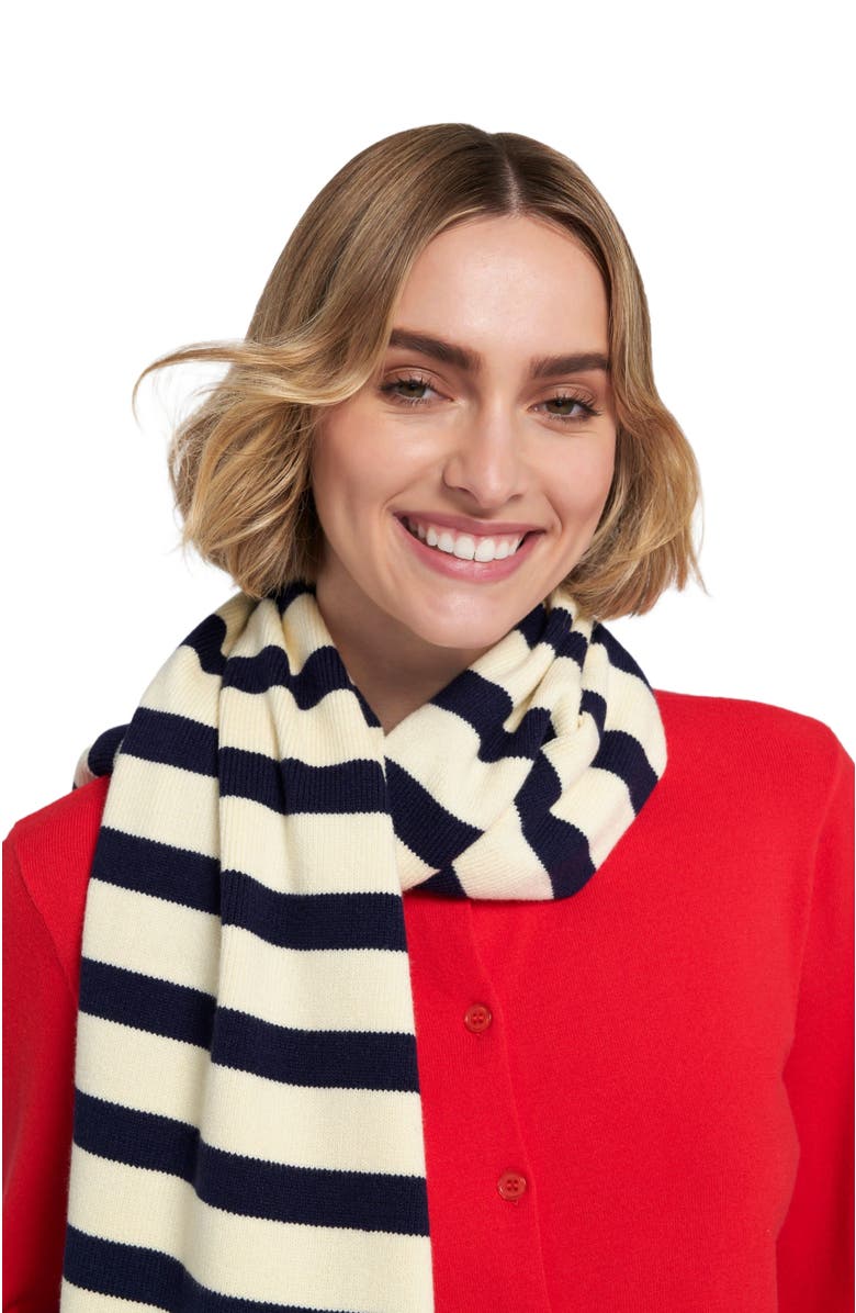 ELLE Collection Striped Scarf, Alternate, color, Cream/Navy
