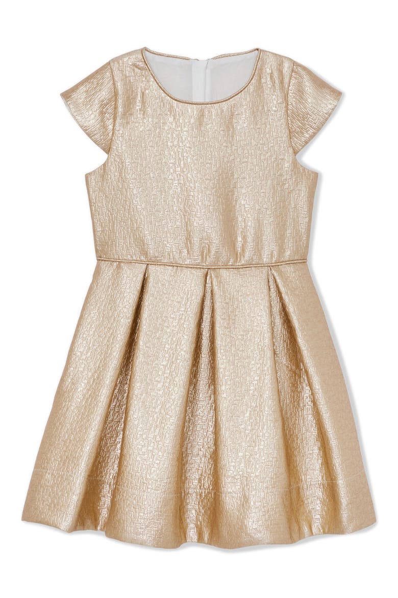 Kids' Nia Metallic Pleated Dress, Main, color, GOLD