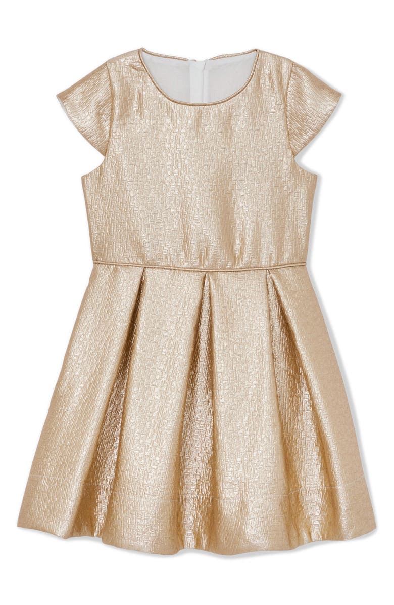 Reiss Kids' Nia Metallic Pleated Dress, Main, color, Gold