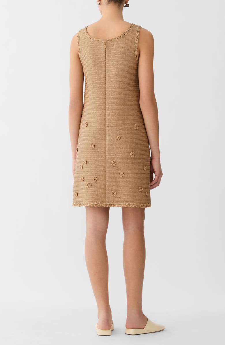 Lafayette 148 New York Floral Appliqué Raffia Effect Tank Dress, Alternate, color, Teak