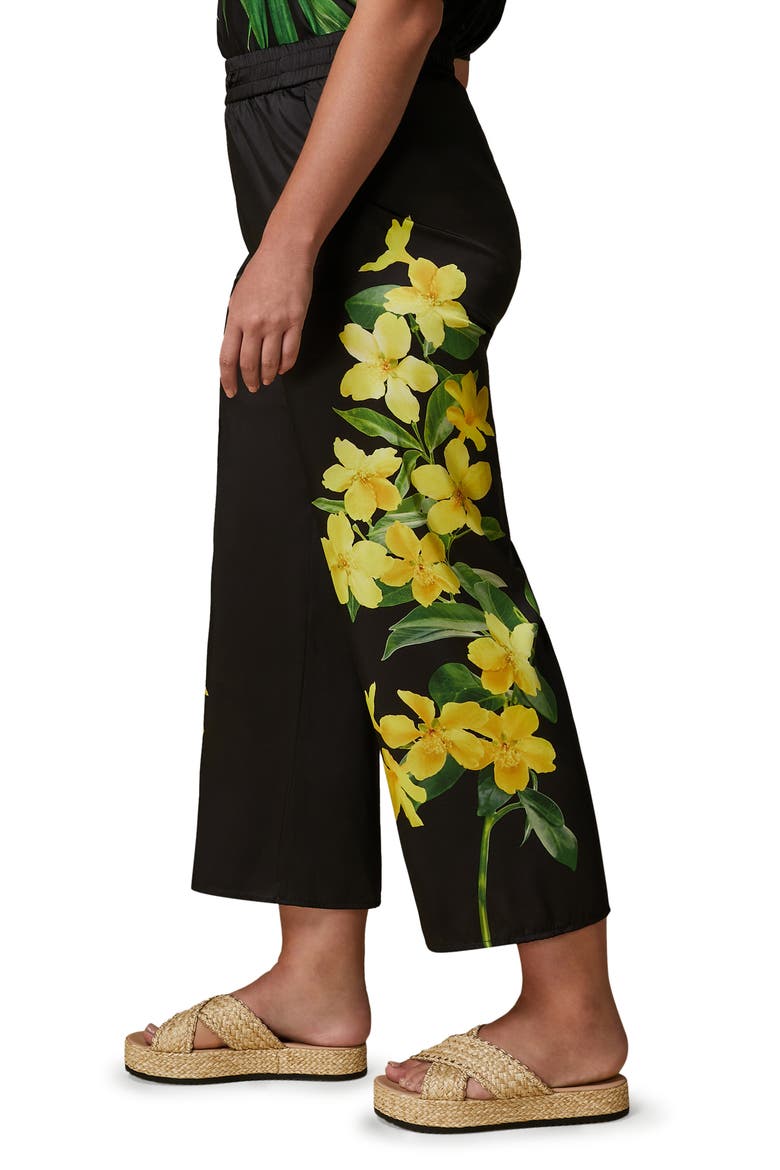 Gersa Floral Wide Leg Pants, Alternate, color, BLACK